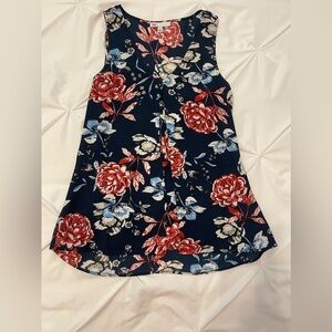 DR2 Daniel Rainn | Navy Floral Sleeveless Blouse Size Small